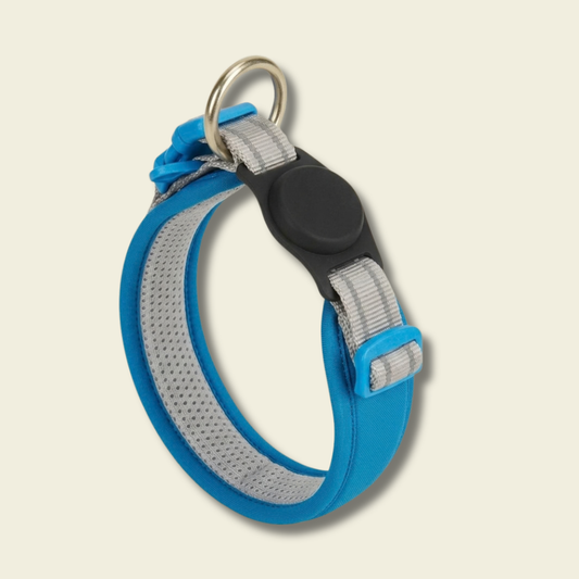 Collier AirTag réfléchissant bleu ciel